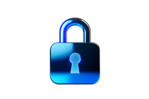 Secure Digital Lock Icon with Blue Gradient and Keyhole Design for Cybersecurity Concepts png