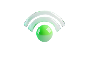 Glowing Green WiFi Symbol on Black Background Digital Connectivity Icon for Technology and Int png