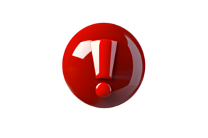 Attention Alert A Bold Red Exclamation Mark on a Glossy Circle for Warning and Caution Signals png