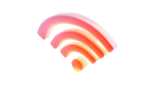 Glowing WiFi Symbol in 3D Design with Vibrant Colors for Technology and Connectivity Concepts png