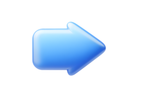 3D Blue Arrow Icon for Navigation and Directional Use in User Interfaces and Applications png
