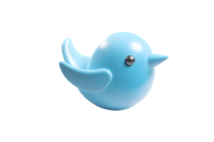 Stylized Blue Bird Icon with Smooth Curves and Modern Design for Digital Communication Concepts png