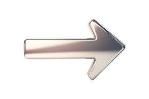 Shiny Metallic Arrow Icon for Navigation and Directional Use in Design Project png