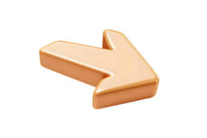 3D Arrow Icon in Beige with Glossy Finish for Navigation and Directional Use png