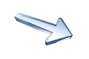 3D Metallic Arrow Icon with Reflective Surface Modern Design Element for Navigation and Direct png
