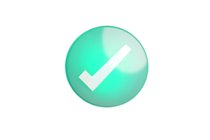 3D Teal Check Mark Icon Approval Button Tick Symbol Glossy Digital User Interface Yes Co png