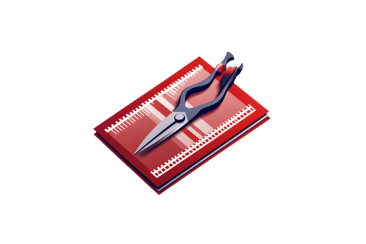 Scissors Resting on a Red Notebook with Filmstrip Design for Creative and Editing Projects png