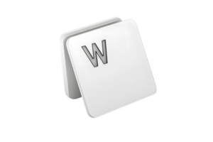 Keyboard Key with Letter W Isolated on Black Background for Design and Technology Projects png
