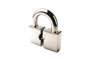 Secure and Shiny Metallic Lock Isolated on Black Background for Safety Security and Protectio png