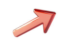 3D Red Arrow Icon with Glossy Finish for Navigation and Directional Use png