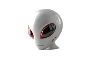 Futuristic Alien Head with Red Eyes A 3D Rendered Design for SciFi Fantasy and Technology T png