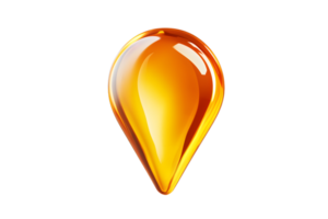 Shiny Amber Teardrop Shape with Reflective Surface Ideal for Design Elements and Decorative Pr png