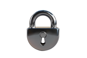 Secure Metallic Padlock with Shiny Finish and Keyhole Ideal for Safety and Protection Concepts png