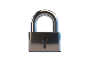 Secure Metal Padlock with Shiny Finish Ideal for Safety Security Concepts and Design Elements png