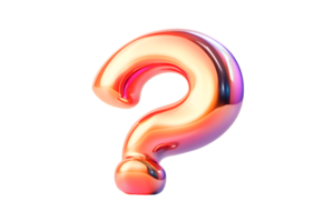 Glowing Question Mark A Vibrant 3D Rendered Symbol of Inquiry and Curiosity for Design Projec png