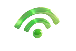 Green WiFi Signal Icon with Glossy Finish for Technology and Connectivity Concepts png