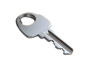 A sleek metallic key with a polished finish ideal for security and access concepts png