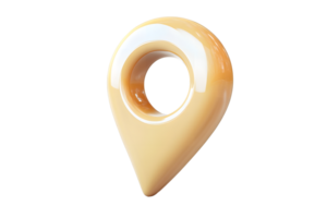 3D Render of a Glossy Beige Location Pin Icon for Maps and Navigation Applications png