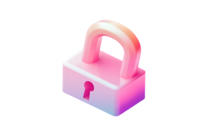 Isometric Pink Padlock 3D Security Icon Digital Asset for Website App or Graphic Design png