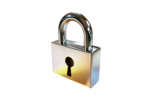 Secure Lock Icon Metallic Padlock with Shiny Finish for Safety and Protection Concepts png