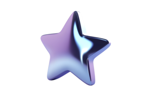 3D Rendered Star Icon with Gradient Colors and Glossy Finish for Design Projects png
