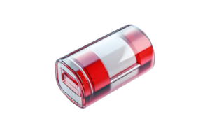 A sleek modern cylindrical object with a glossy red and white finish ideal for technology and png