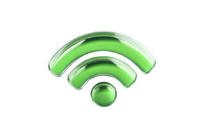 Green WiFi Symbol with Glossy Finish on Black Background for Technology and Connectivity Concep png