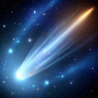 A stunning digital representation of a comet streaking through a vibrant starry sky. photo