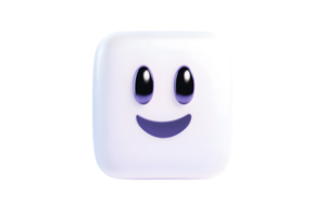 A cheerful 3D cube with a smiling face perfect for digital art gaming and creative projects png