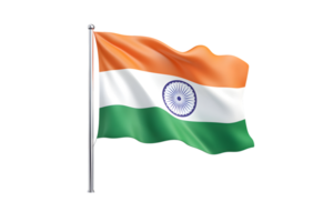 A flag waving proudly on a pole featuring vibrant orange white and green stripes with a cent png