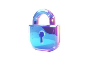 Secure and Shiny Digital Lock Icon with Gradient Colors for Technology Security and Privacy C png