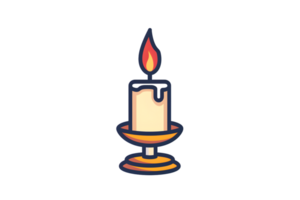 A lit candle in a holder glowing warmly with a flickering flame perfect for cozy and romantic png