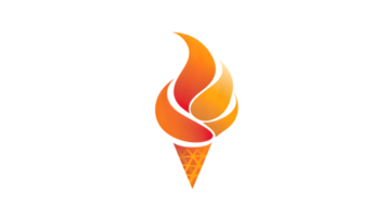 Abstract Ice Cream Cone Design with Vibrant Flames and Dynamic Swirls for Creative Projects png
