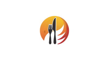 Culinary Icon with Fork and Knife Overlapping a Gradient Circle Ideal for Restaurant Logos Fo png
