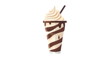 Delicious Chocolate Swirl Ice Cream in a Cup with Whipped Topping and Straw Perfect for Desser png