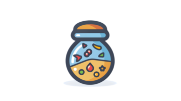 Magical Potion Bottle with Colorful Ingredients for Fantasy and Alchemy Themes png