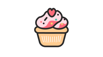 Delightful Cartoon Cupcake with Whimsical Faces and Colorful Sprinkles png