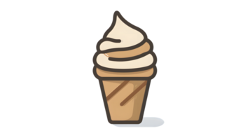 Soft Serve Ice Cream Cone with Swirls of Topping Sweet Dessert Illustration for Menus Adverti png