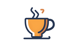 A steaming cup of hot beverage with a question mark symbolizing curiosity and warmth png