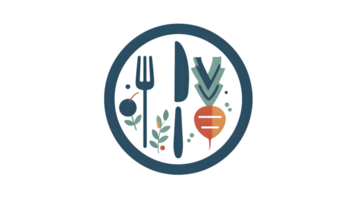 Culinary Icon with Fork Knife and Fresh Vegetables in a Circular Design for Food and Dining C png