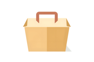 Empty Cardboard Takeout Box with Handle Ideal for Food Packaging and Delivery Services png
