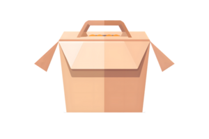 A minimalist illustration of a takeout box with handle perfect for food delivery and packaging png