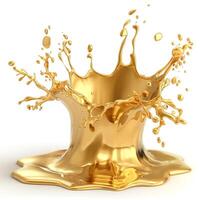 An artistic splash of golden liquid creating dynamic shapes, symbolizing luxury and creativity. photo