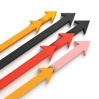 Stylized arrows in black, red, orange, and pink pointing upwards, symbolizing growth and progress. photo