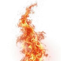 Vibrant flames dancing upwards, showcasing fiery hues of orange and yellow against a white backdrop. photo