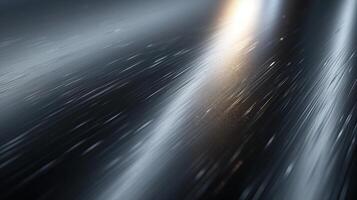 Abstract close-up of sleek metallic surface with dynamic light reflections and smooth, brushed texture. photo