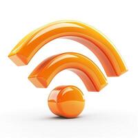 A vibrant, three-layered Wi-Fi symbol in an eye-catching orange color, symbolizing connectivity. photo