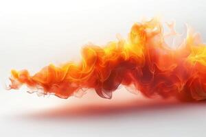 Abstract orange and red smoke swirling elegantly against a light backdrop, evoking movement and energy. photo