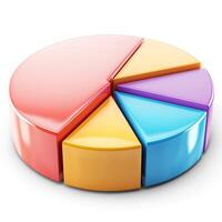 A colorful 3D pie chart displaying data segments in vibrant shades, perfect for visual presentations. photo
