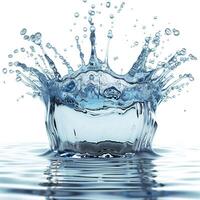 A stunning splash of clear water creating beautiful ripples, showcasing a dynamic moment of fluid motion. photo